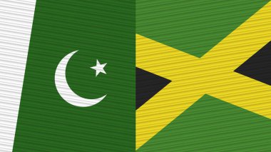 Jamaika ve Pakistan Birlikte İki Yarım Bayrak Kumaş Resim