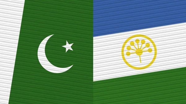 Baškortostán Pákistán Dvě Poloviční Vlajky Dohromady Textilní Textura Ilustrace — Stock fotografie