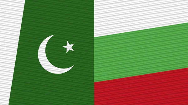 Bulgaria Pakistan Due Mezze Bandiere Insieme Tessuto Texture Illustrazione — Foto Stock
