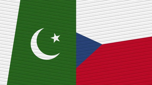 Česká Republika Pákistán Dvě Poloviční Vlajky Dohromady Textilní Textura Ilustrace — Stock fotografie