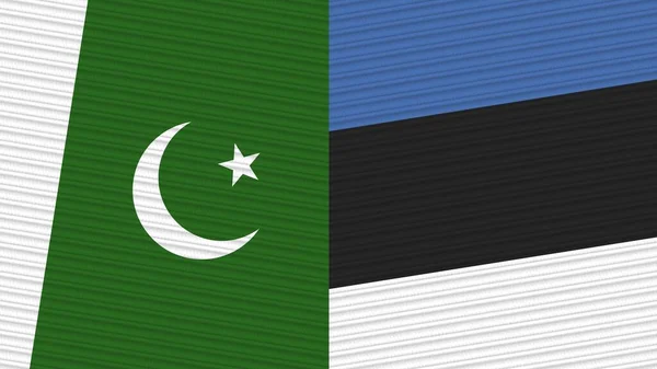 Estonia Pakistan Due Mezze Bandiere Insieme Tessuto Texture Illustrazione — Foto Stock