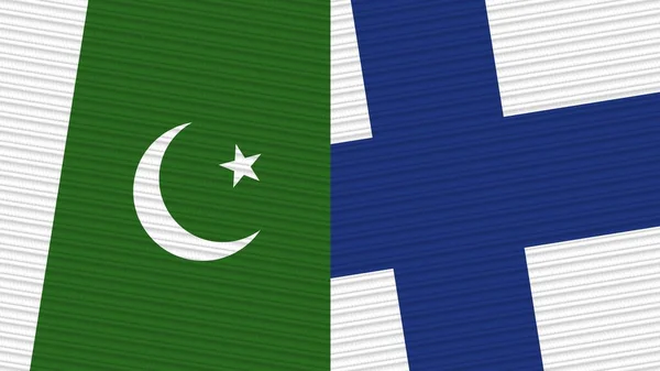 Finsko Pákistán Dvě Poloviční Vlajky Dohromady Textilní Textura Ilustrace — Stock fotografie