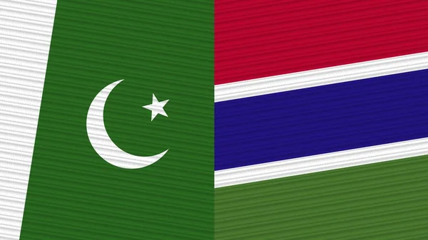 Gambie Pákistán Dvě Poloviční Vlajky Dohromady Textilní Textury Ilustrace — Stock fotografie