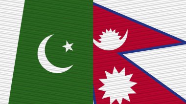 Nepal ve Pakistan İki Yarım Bayrak Birlikte Kumaş Doku İllüstrasyonu