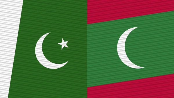 Maledivy Pákistán Dvě Poloviční Vlajky Dohromady Textilní Textury Ilustrace — Stock fotografie