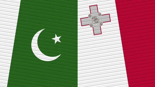 Malta Pákistán Dvě Poloviční Vlajky Dohromady Textilní Textura Ilustrace — Stock fotografie