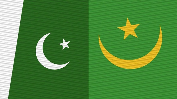 Mauritanië Pakistan Twee Halve Vlaggen Samen Textuur Illustratie — Stockfoto