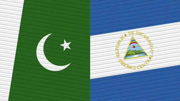 Nikaragua Pákistán Dvě Poloviční Vlajky Dohromady Textilní Textura Ilustrace — Stock fotografie