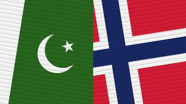 Norsko Pákistán Dvě Poloviční Vlajky Dohromady Textilní Textura Ilustrace — Stock fotografie