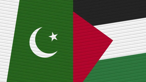 Palestina Pákistán Dvě Poloviční Vlajky Dohromady Textilní Textura Ilustrace — Stock fotografie