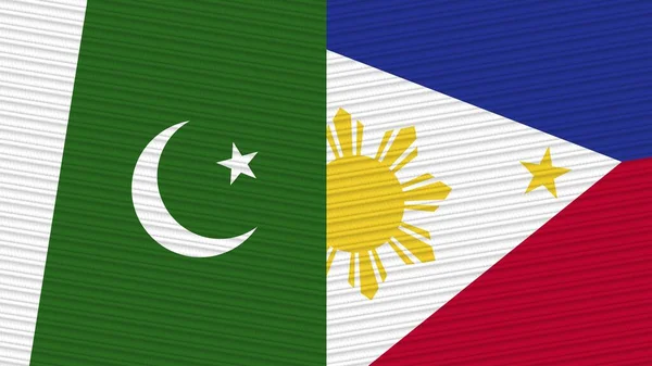 Filippine Pakistan Due Mezze Bandiere Insieme Tessuto Texture Illustrazione — Foto Stock
