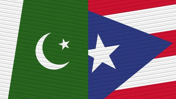 Portoriko Pákistán Dvě Poloviční Vlajky Dohromady Textilní Textury Ilustrace — Stock fotografie
