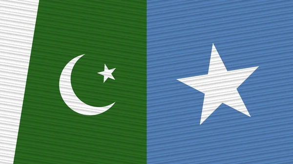 Somalia Pakistan Two Half Flags Together Fabric Texture Illustration — Stock Photo, Image