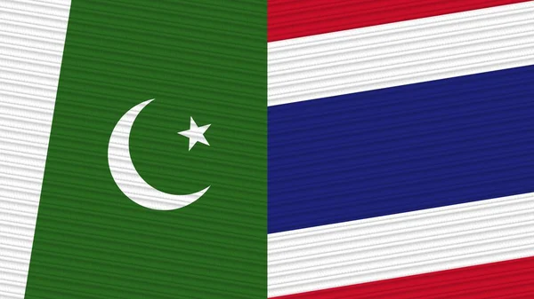 Thajsko Pákistán Dvě Poloviny Vlajky Dohromady Textilní Textury Ilustrace — Stock fotografie