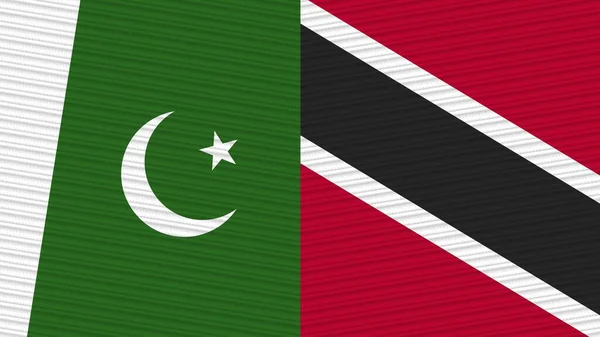 Trinidad Tobago Pákistán Dvě Poloviční Vlajky Dohromady Textilní Textury Ilustrace — Stock fotografie
