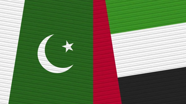 United Arap Emirates Pakistan Two Half Flags Together Fabric Texture — Stock fotografie