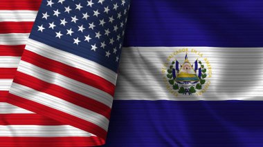 El Salvador ve Amerika Birleşik Devletleri Gerçekçi Bayrak Kumaşı 3 boyutlu Görüntü