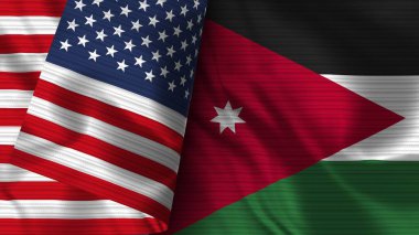 Ürdün ve Amerika Birleşik Devletleri Gerçekçi Bayrak Kumaşı Dokusu 3D Görüntü
