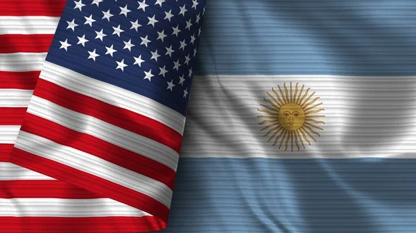 Argentinië Verenigde Staten Van Amerika Realistische Vlag Stof Textuur Illustratie — Stockfoto