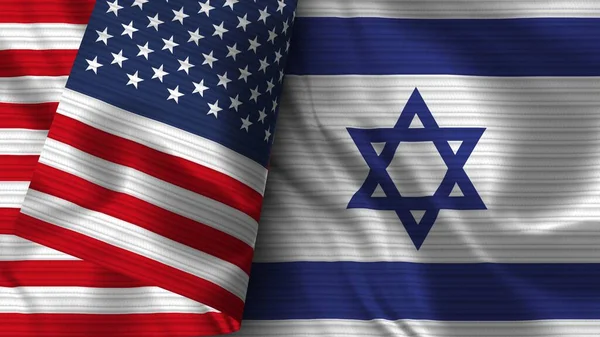 Israele Stati Uniti America Realistic Flag Fabric Texture Illustrazione — Foto Stock