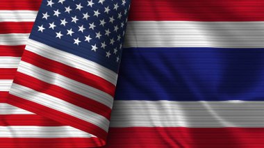 Tayland ve Amerika Birleşik Devletleri Gerçekçi Bayrak Kumaşı 3 boyutlu Görüntü