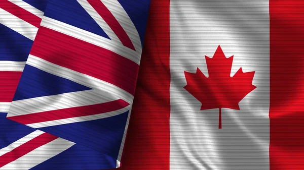 Канада Великобритания Realistic Flag Fabric Texture Illustration — стоковое фото