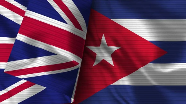 Cuba Royaume Uni Drapeau Réaliste Texture Illustration — Photo