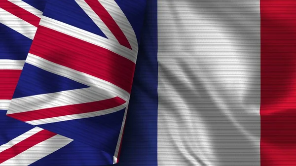 Франция Великобритания Realistic Flag Fabric Texture Illustration — стоковое фото