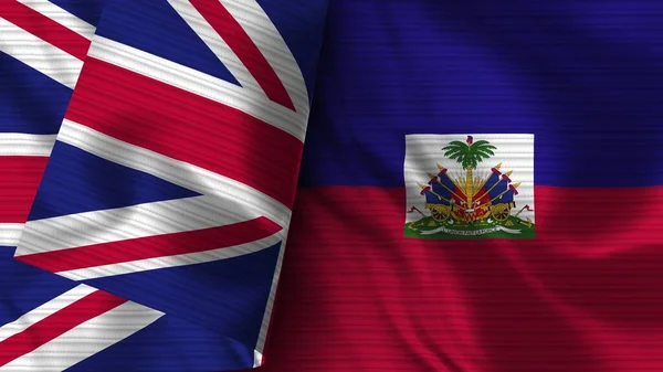 Haiti Velká Británie Realistic Flag Fabric Texture Illustration — Stock fotografie