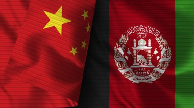 Afganistan ve Çin Gerçekçi Bayrak Kumaşı Dokusu 3D Görüntü