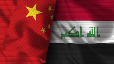 Irak ve Çin Gerçekçi Bayrak Kumaşı Dokusu 3D Görüntü