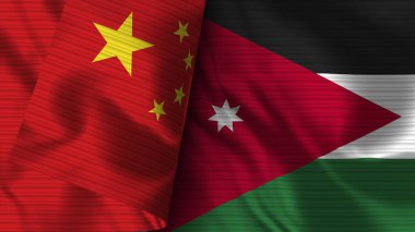 Ürdün ve Çin Gerçekçi Bayrak Kumaşı Dokusu 3D Görüntü