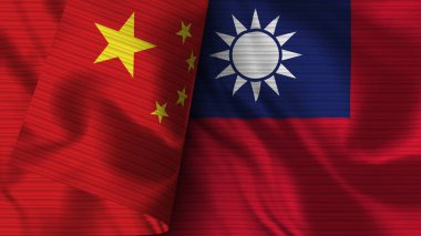 Tayvan ve Çin Gerçekçi Bayrak Kumaşı Dokusu 3D Görüntü