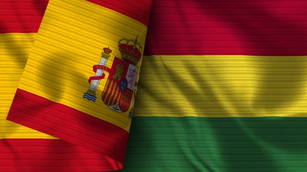 Bolivya Spanya Gerçekçi Bayrak Kumaşı Dokusu Görüntü — Stok fotoğraf