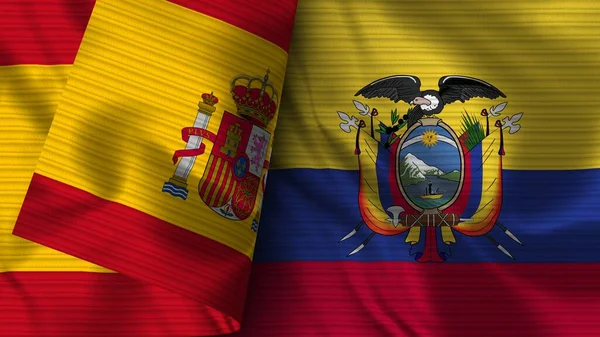 Ecuador Spain Realist Flag Fabric Texture Illustration — стокове фото