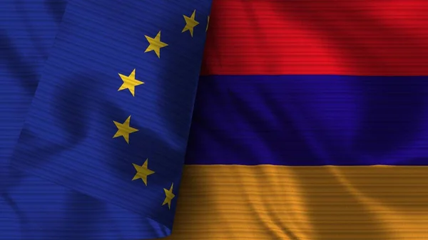 Вірменія Європейський Союз Realist Flag Fabric Texture Illustration — стокове фото