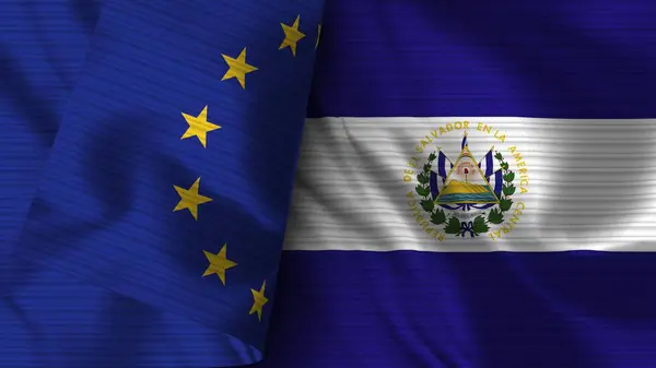 Salvador Realistická Vlajka Evropské Unie Textilní Textura Ilustrace — Stock fotografie