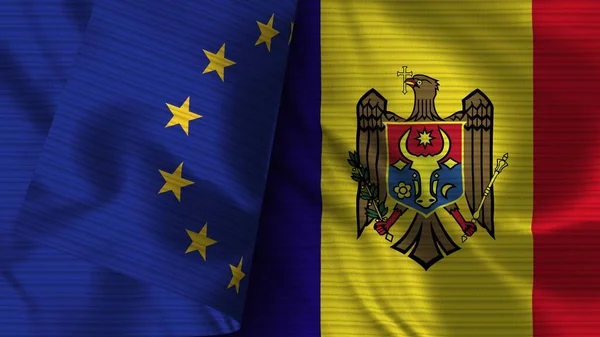 Moldavie Union Européenne Drapeau Réaliste Texture Illustration — Photo