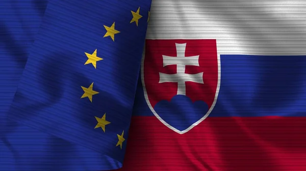 Slovacchia Unione Europea Bandiera Realistica Tessuto Texture Illustrazione — Foto Stock
