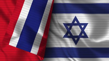 İsrail ve Tayland Gerçekçi Bayrak Kumaşı Dokusu 3D Görüntü