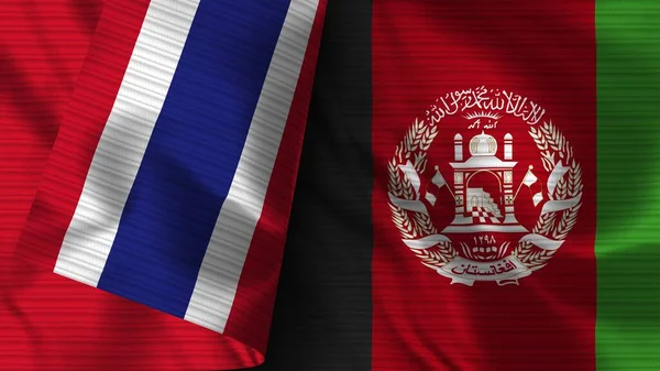 Afghanistan Thailand Realistic Flag Fabric Texture Illustration — Stock Photo, Image