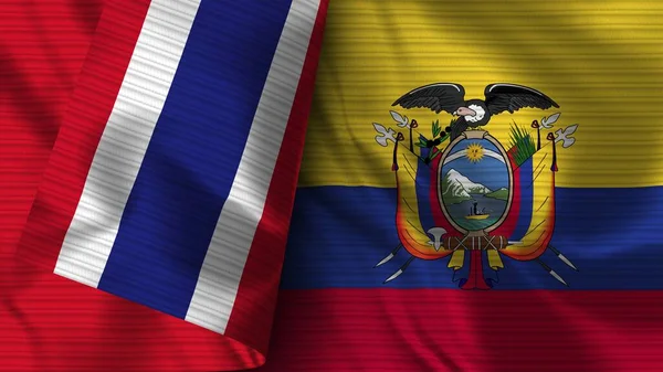 Equador Tailândia Realista Bandeira Tecido Textura Ilustração — Fotografia de Stock
