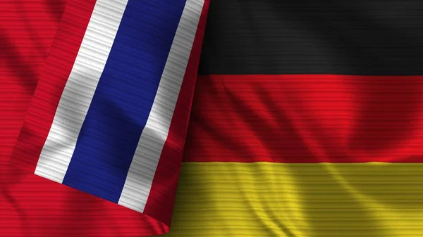 Alemania Tailandia Tela Bandera Realista Textura Ilustración —  Fotos de Stock