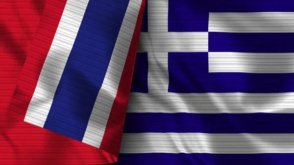 Ελλάδα Και Ταϊλάνδη Ρεαλιστική Σημαία Ύφασμα Εικονογράφηση — Φωτογραφία Αρχείου