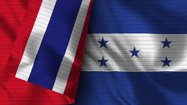 Honduras Tailândia Realista Bandeira Tecido Textura Ilustração — Fotografia de Stock