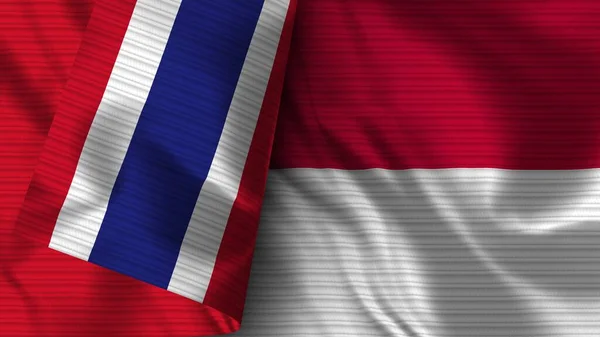 Indonesia Tailandia Tela Bandera Realista Textura Ilustración — Foto de Stock