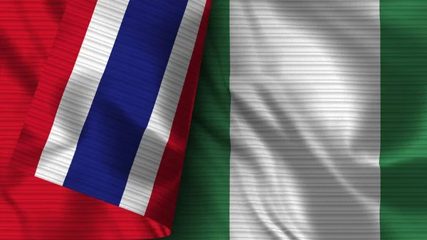 Nigeria Und Thailand Realistische Flaggen Textur Illustration — Stockfoto