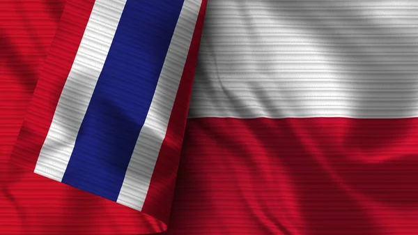 Polônia Tailândia Realista Bandeira Tecido Textura Ilustração — Fotografia de Stock