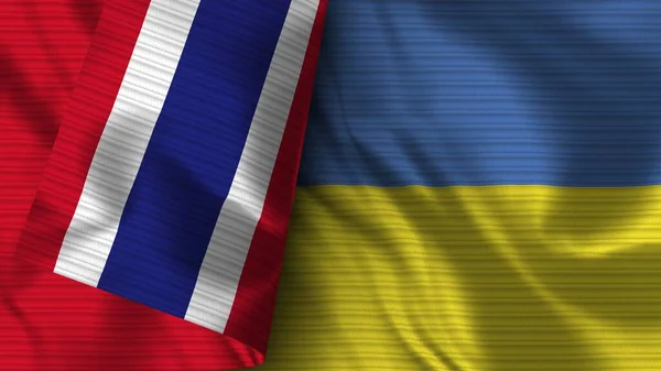 Ucrania Tailandia Tela Bandera Realista Textura Ilustración —  Fotos de Stock