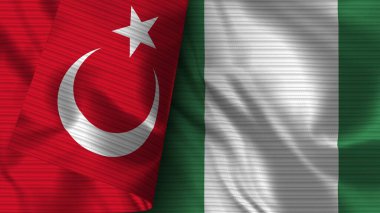 Nijerya ve Türkiye Gerçekçi Bayrak Kumaşı Dokusu 3D Görüntü